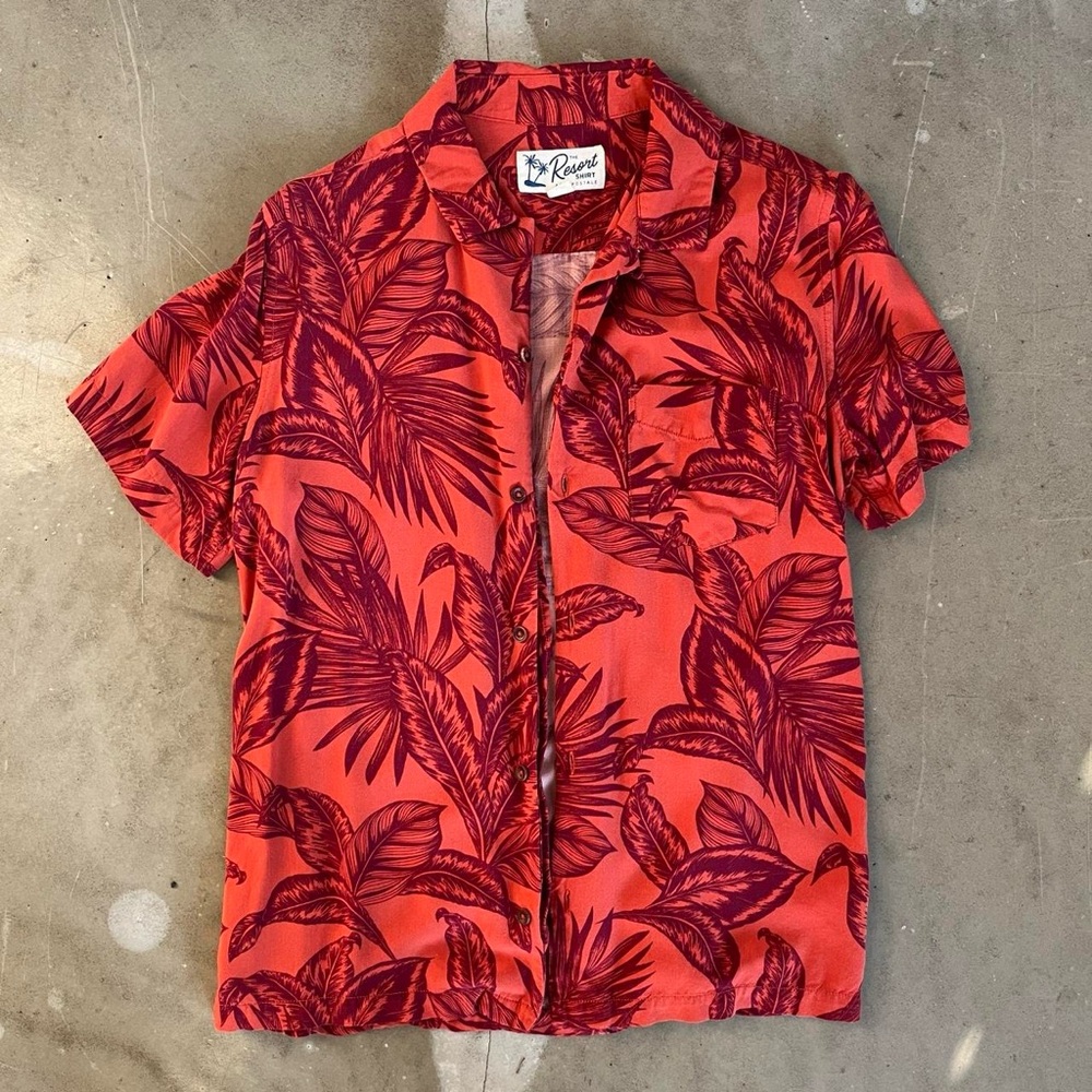 Aeropostale Tropical Palms Button Down Resort Shirt